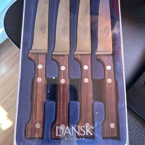 DANSK Master Series Classic Steak Knife Set Lot Of 4 Knives Wood Handle - Picture 1 of 6